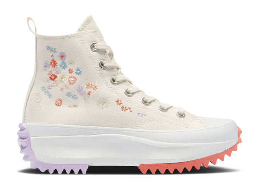 Converse Run Star Hike Platform Hi "Embroidered Floral Egret"