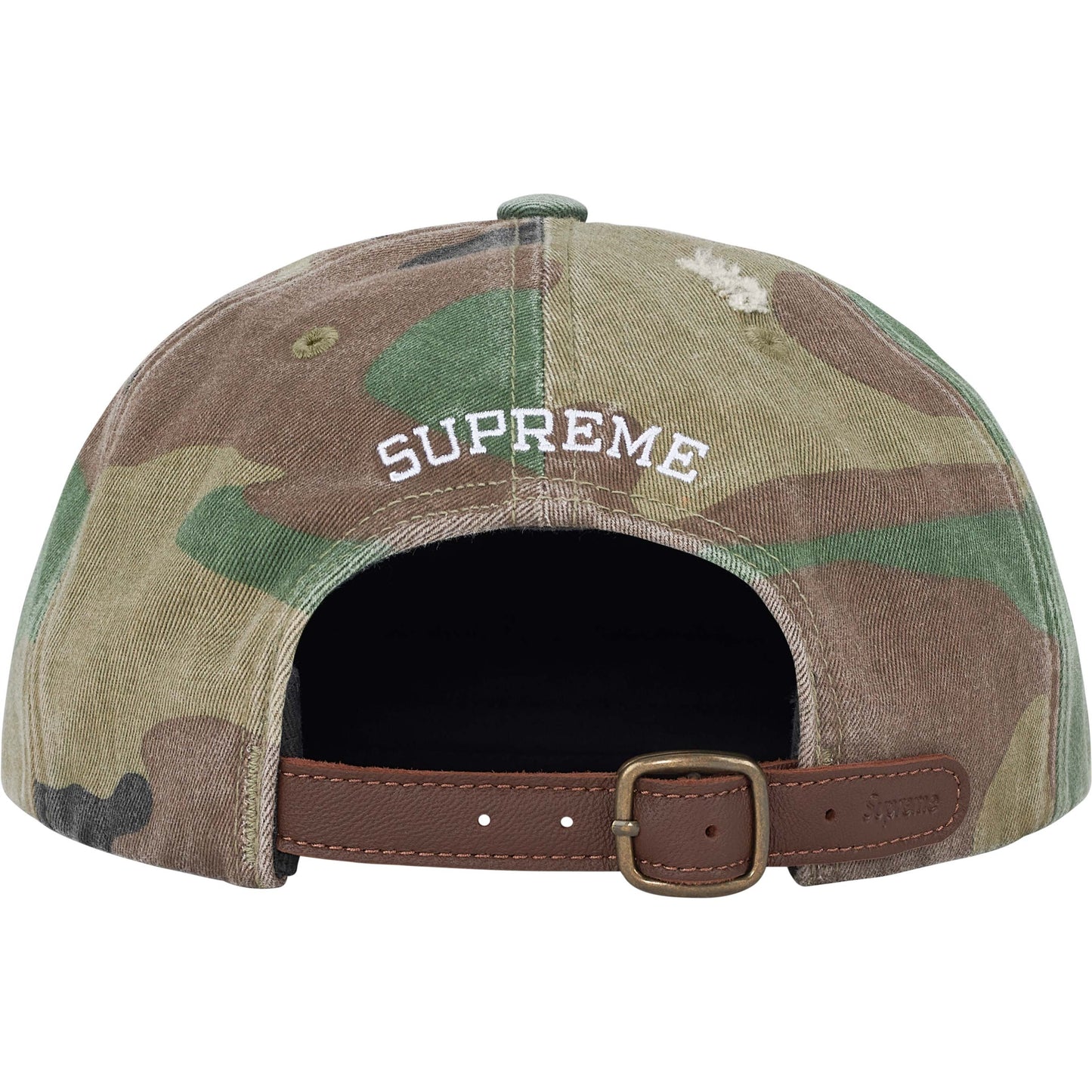Supreme Distressed Script 6-Panel "Woodland Camo"