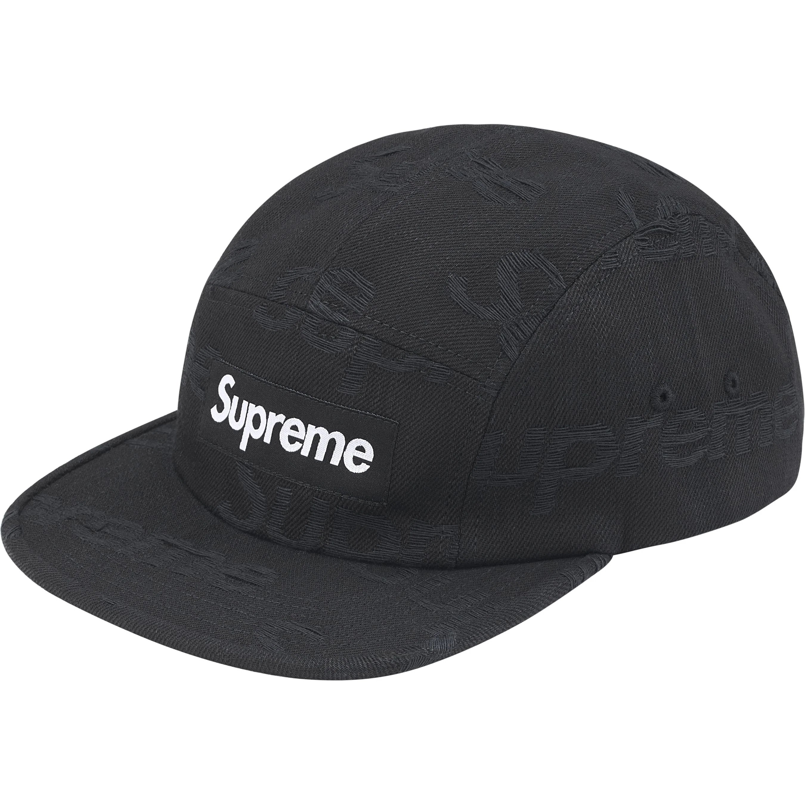 Supreme Jacquard Logos Denim Camp Cap 