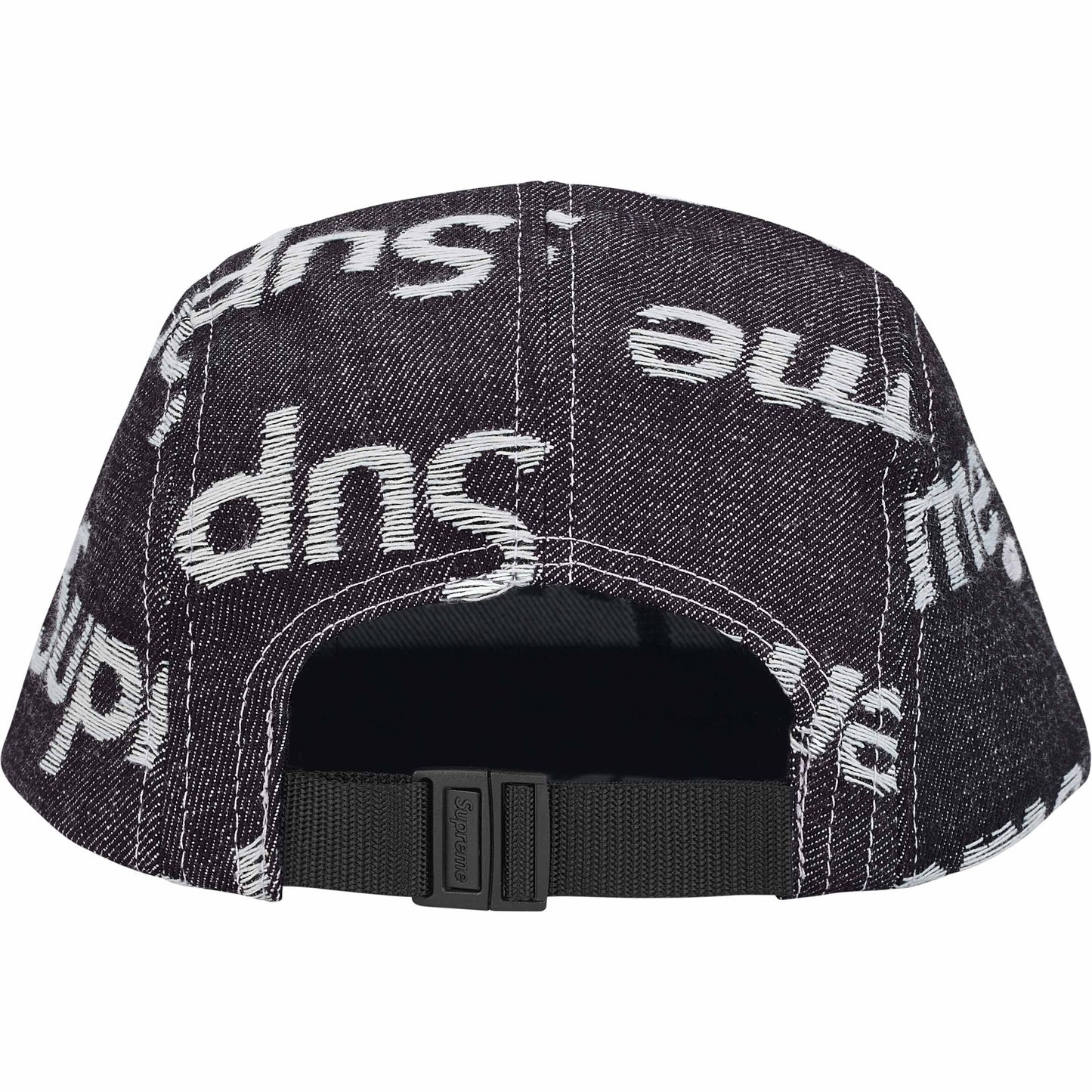 Supreme Jacquard Logos Denim Camp Cap "Rigid Indigo"