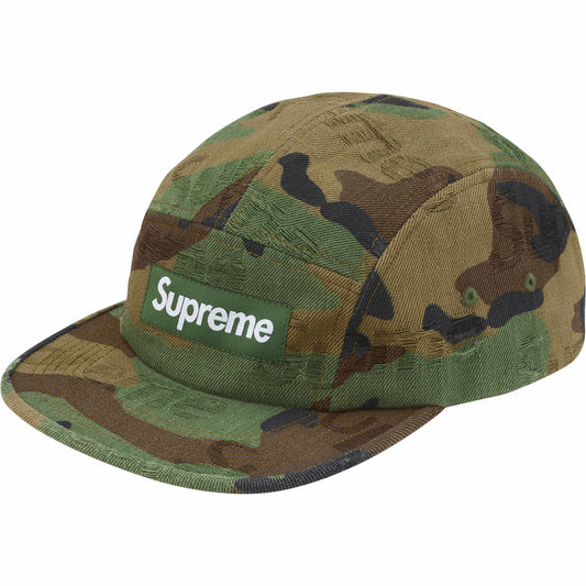 Supreme Jacquard Logos Denim Camp Cap "Woodland Camo"