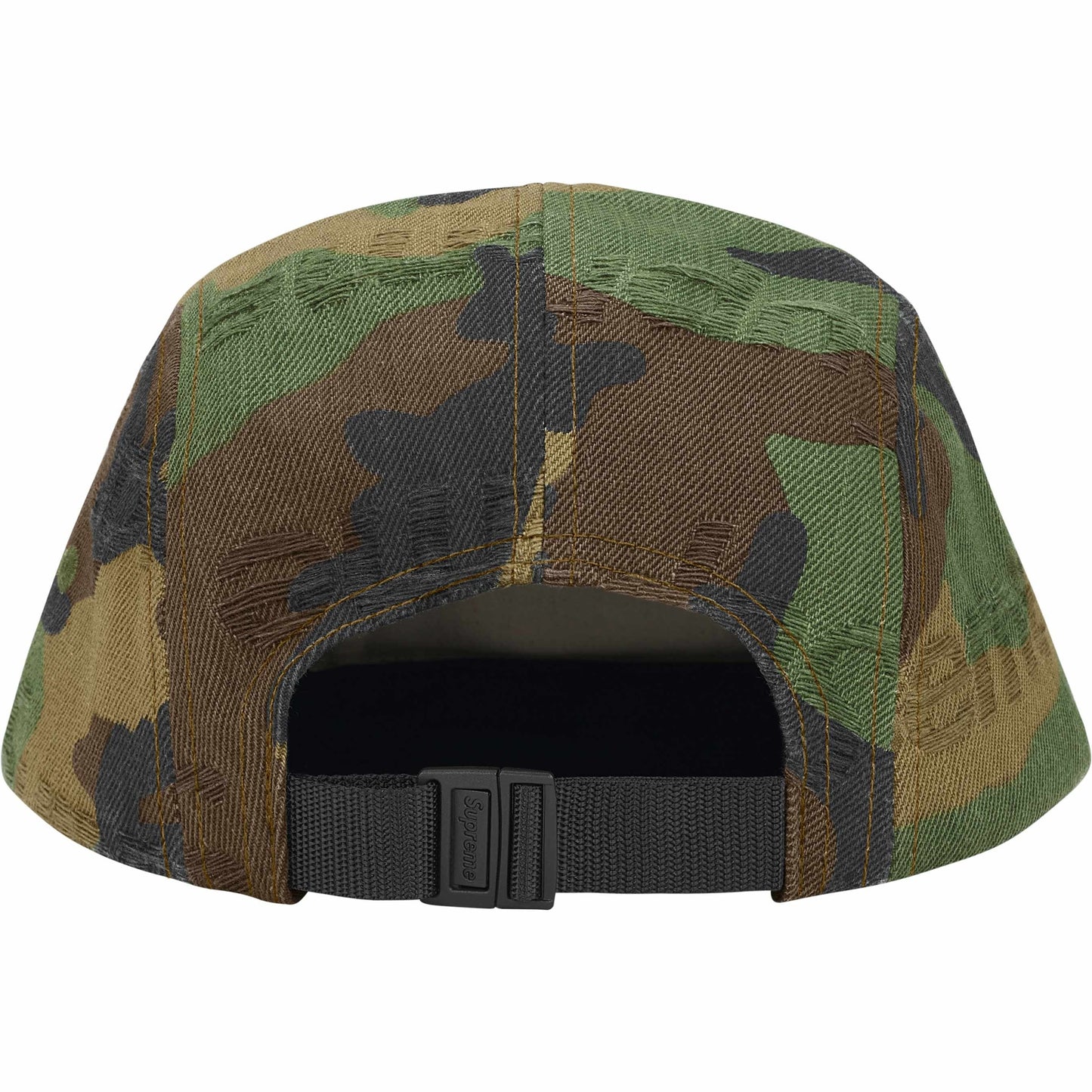 Supreme Jacquard Logos Denim Camp Cap "Woodland Camo"