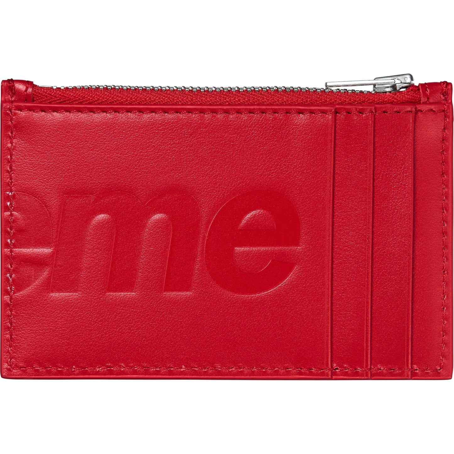 Supreme Leather Zip Card Holder "Red"