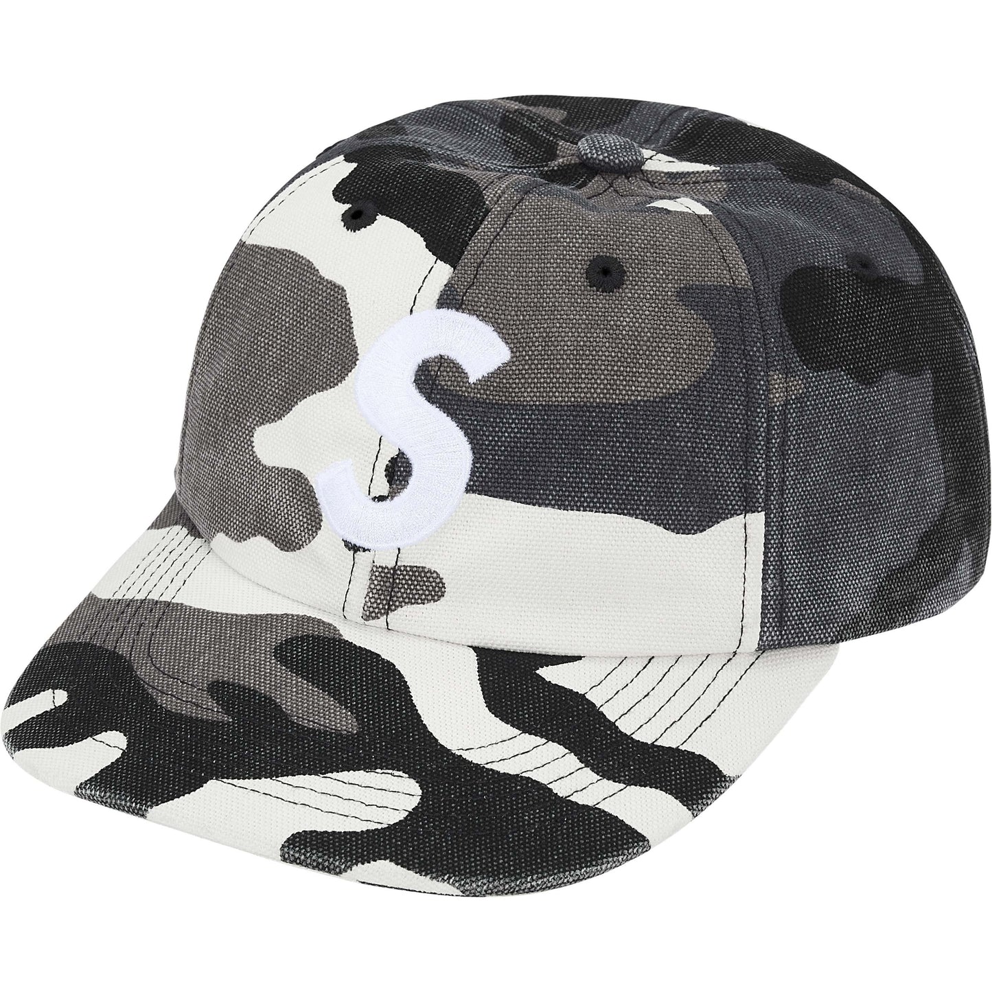 Supreme Pigment Coated Canvas S Logo 6-Panel "Snow Camo"