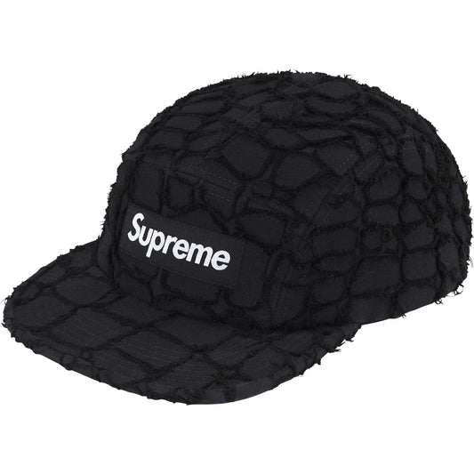 Supreme Frayed Croc Denim Camp Cap "Black"