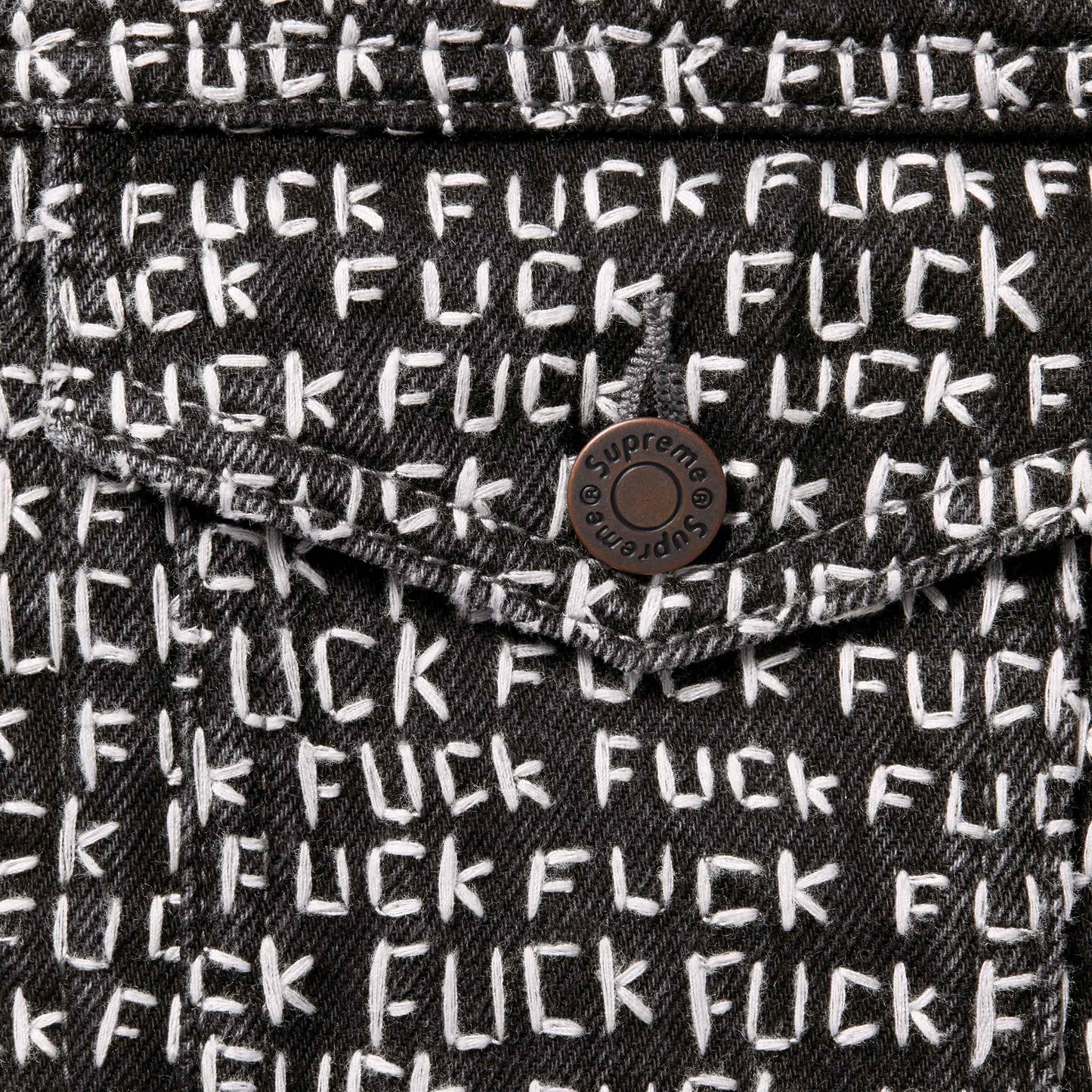 Supreme Fuck Stitch Denim Trucker Jacket "Black"