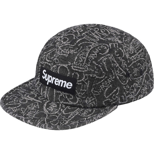 Supreme Handwriting Denim Camp Cap "Black"
