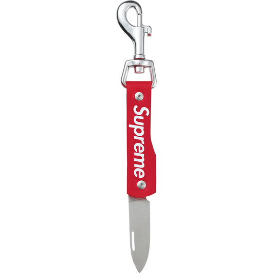 Supreme Leather Clip Knife "Red"