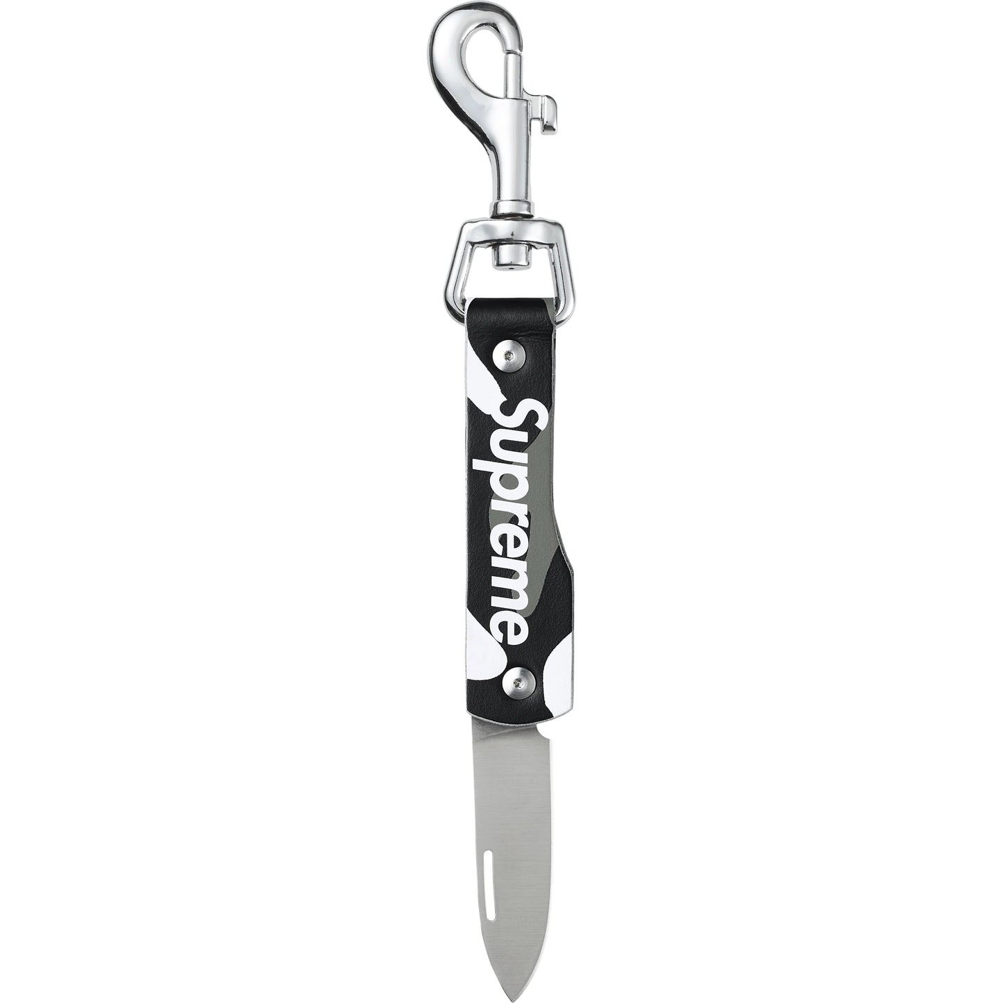 Supreme Leather Clip Knife "Snow Camo"