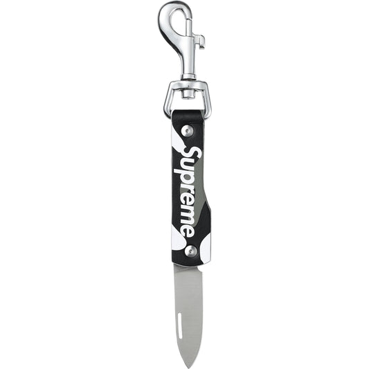 Supreme Leather Clip Knife "Snow Camo"