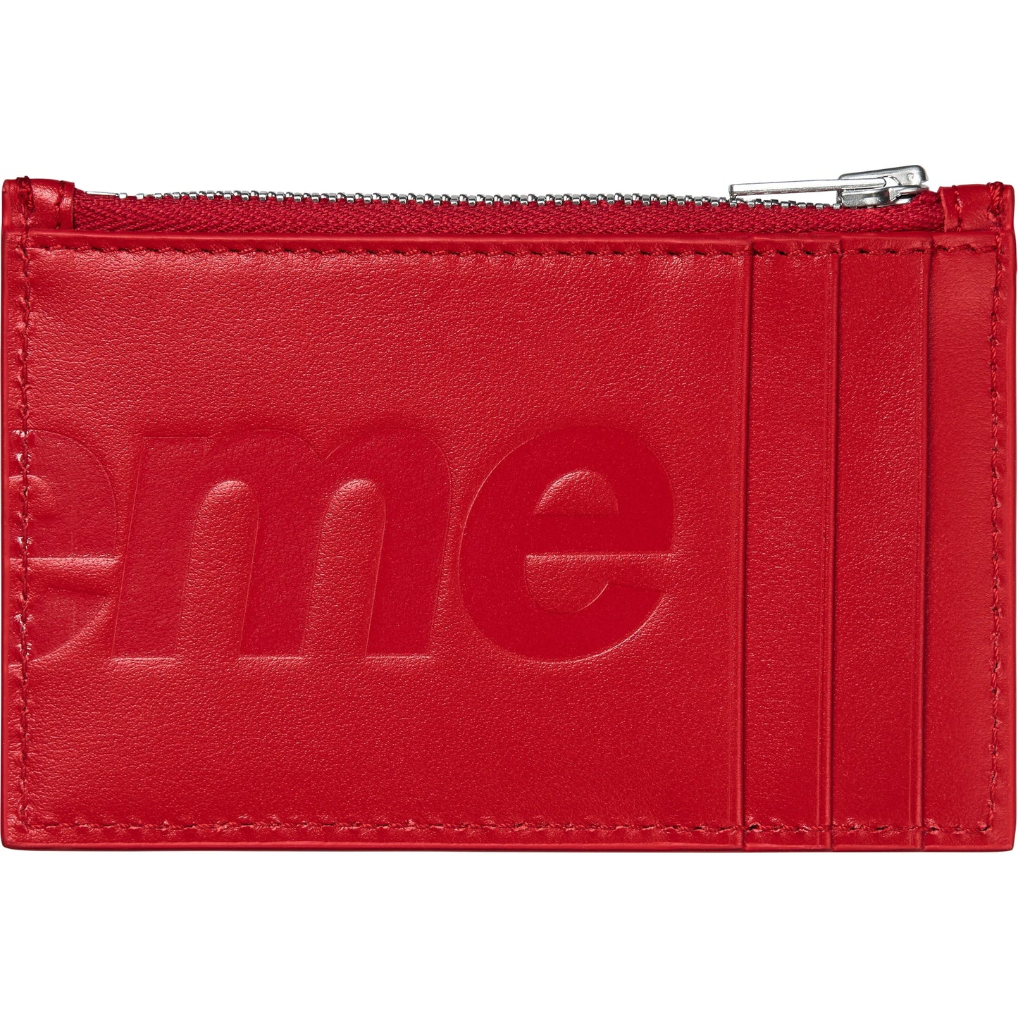 Supreme Leather Zip Card Holder "Red"