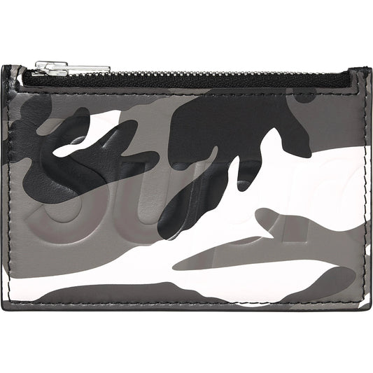 Supreme Leather Zip Card Holder "Snow Camo"