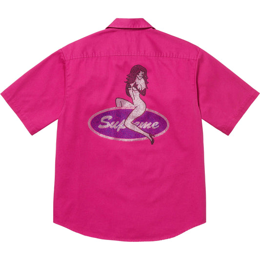 Supreme Rhinestone Pin Up S/S Work Shirt "Fuchsia"