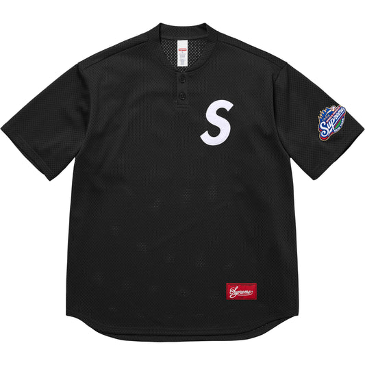 Supreme S Logo Baseball Henley "Black"