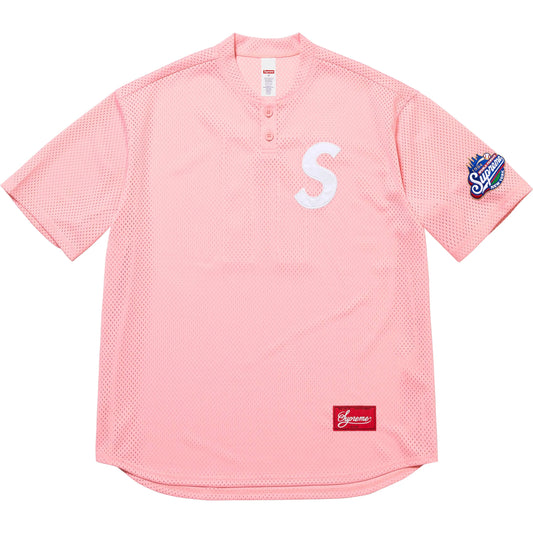 Supreme S Logo Baseball Henley "Pink"