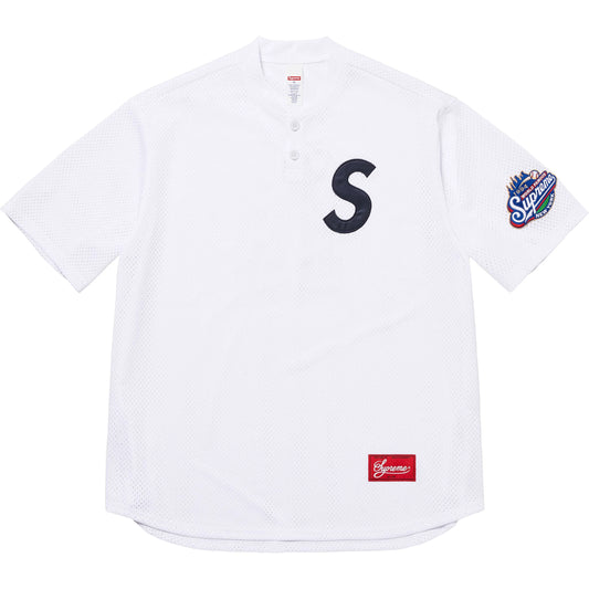 Supreme S Logo Baseball Henley "White"