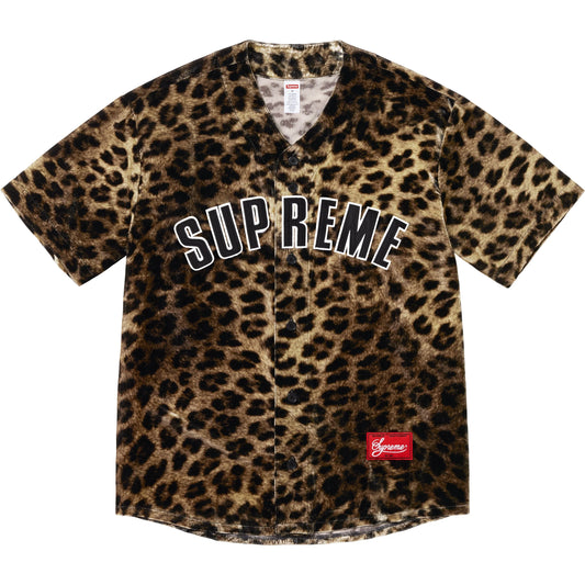 Supreme Velvet Baseball Jersey "Leopard"