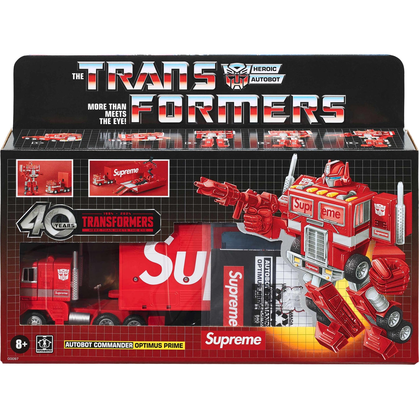 Supreme x Transformers G1 Optimus Prime Figure