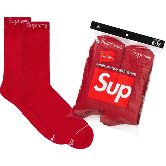 Supreme Hanes Crew Socks "Red" (4 Pack)