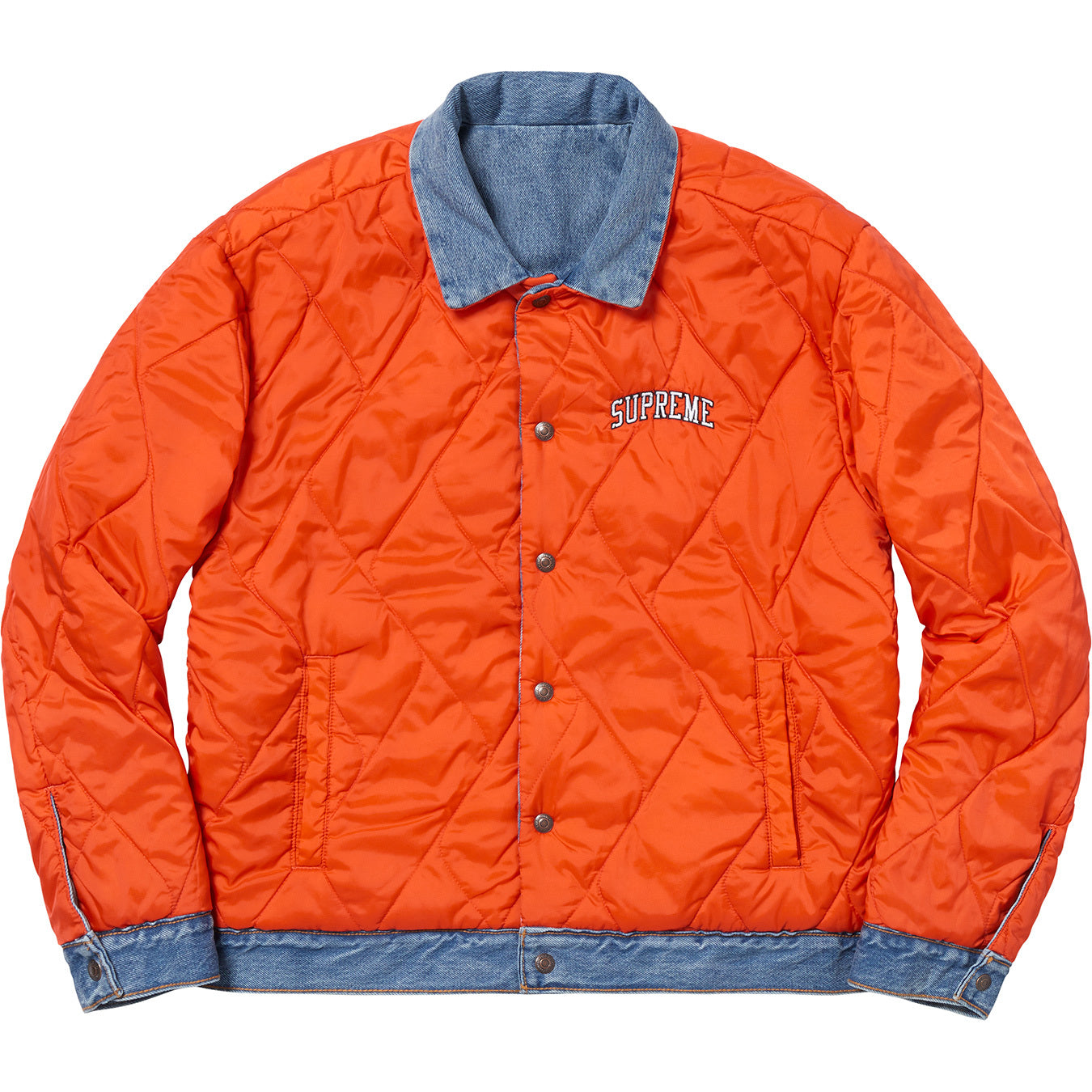 Supreme x Levi's Quilted Reversible Trucker Jacket "Blue/Orange"