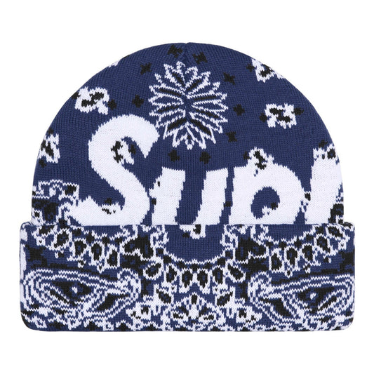 Supreme Bandana Big Logo Beanie "Navy"