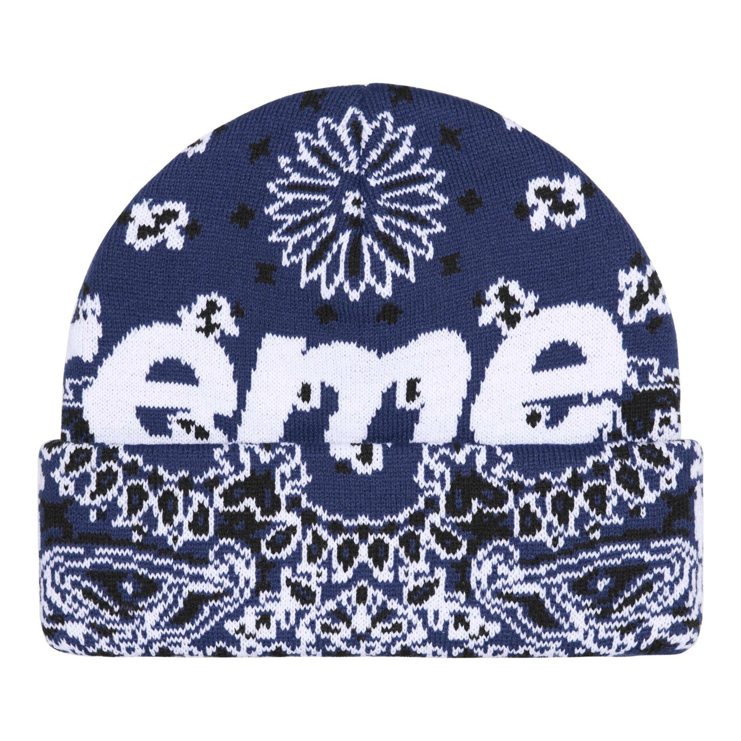 Supreme Bandana Big Logo Beanie "Navy"