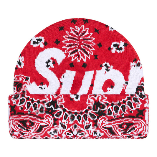 Supreme Bandana Big Logo Beanie "Red"