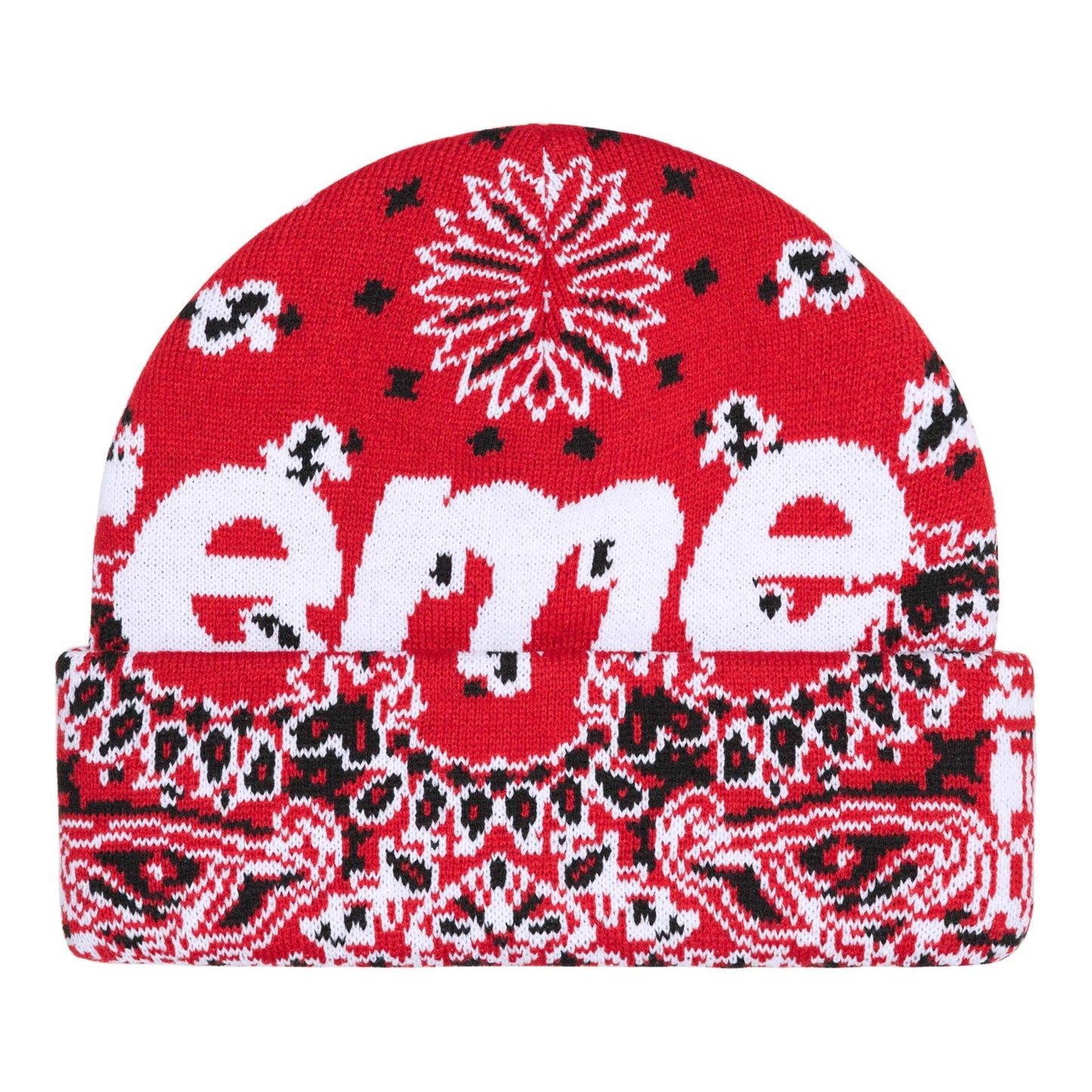 Supreme Bandana Big Logo Beanie "Red"