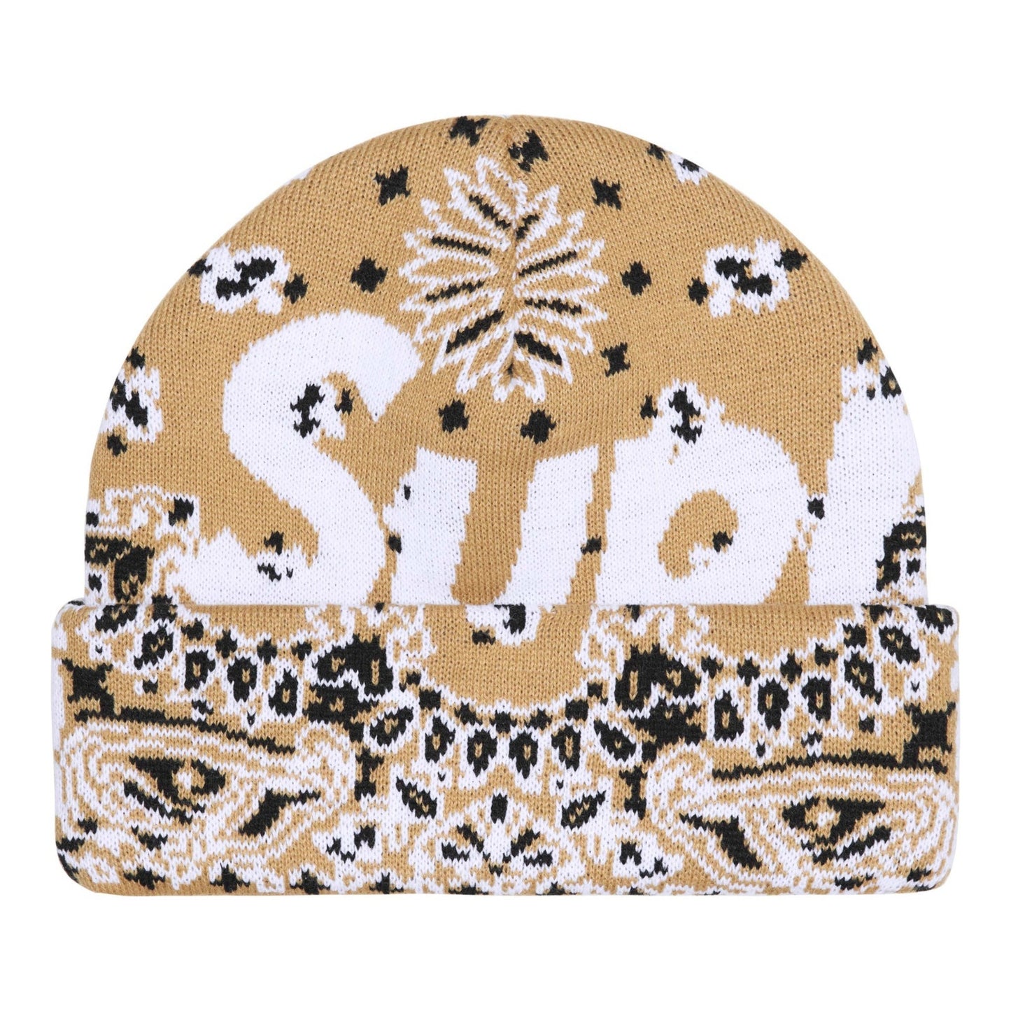 Supreme Bandana Big Logo Beanie "Tan"