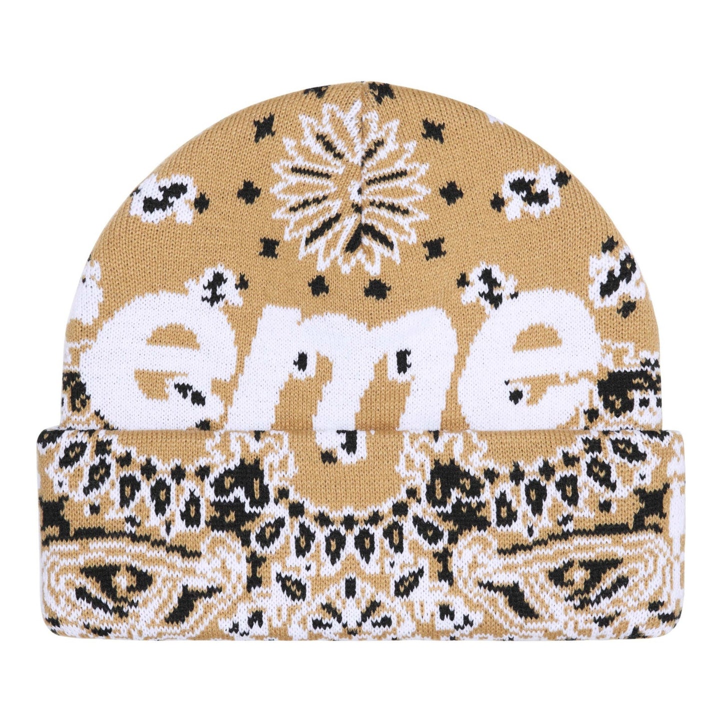 Supreme Bandana Big Logo Beanie "Tan"