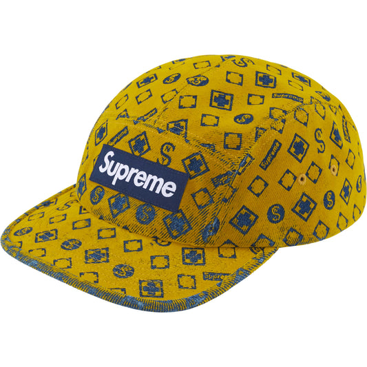 Supreme Flocked Denim Camp Cap "Mustard"