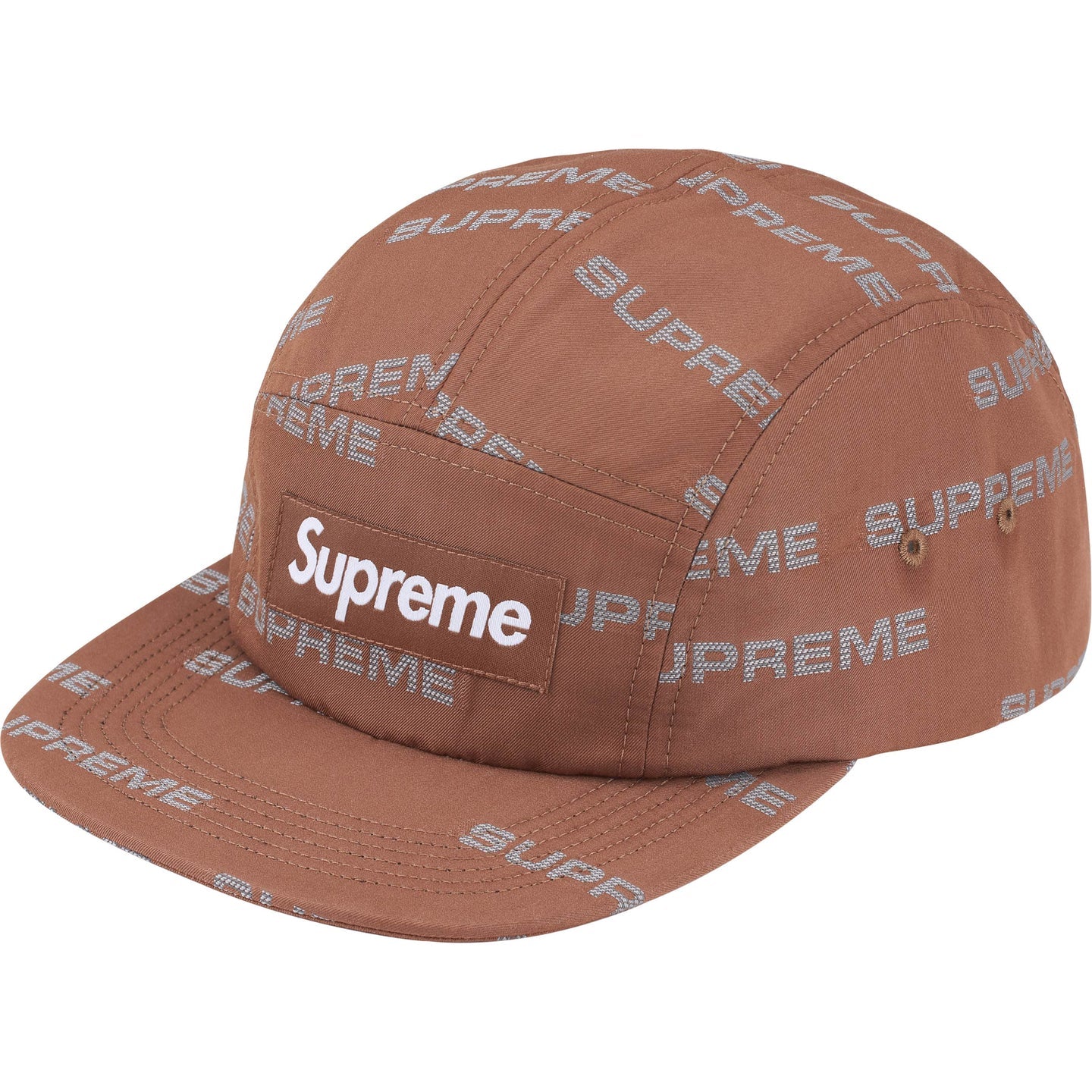 Supreme Reflective Jacquard Camp Cap "Brown"