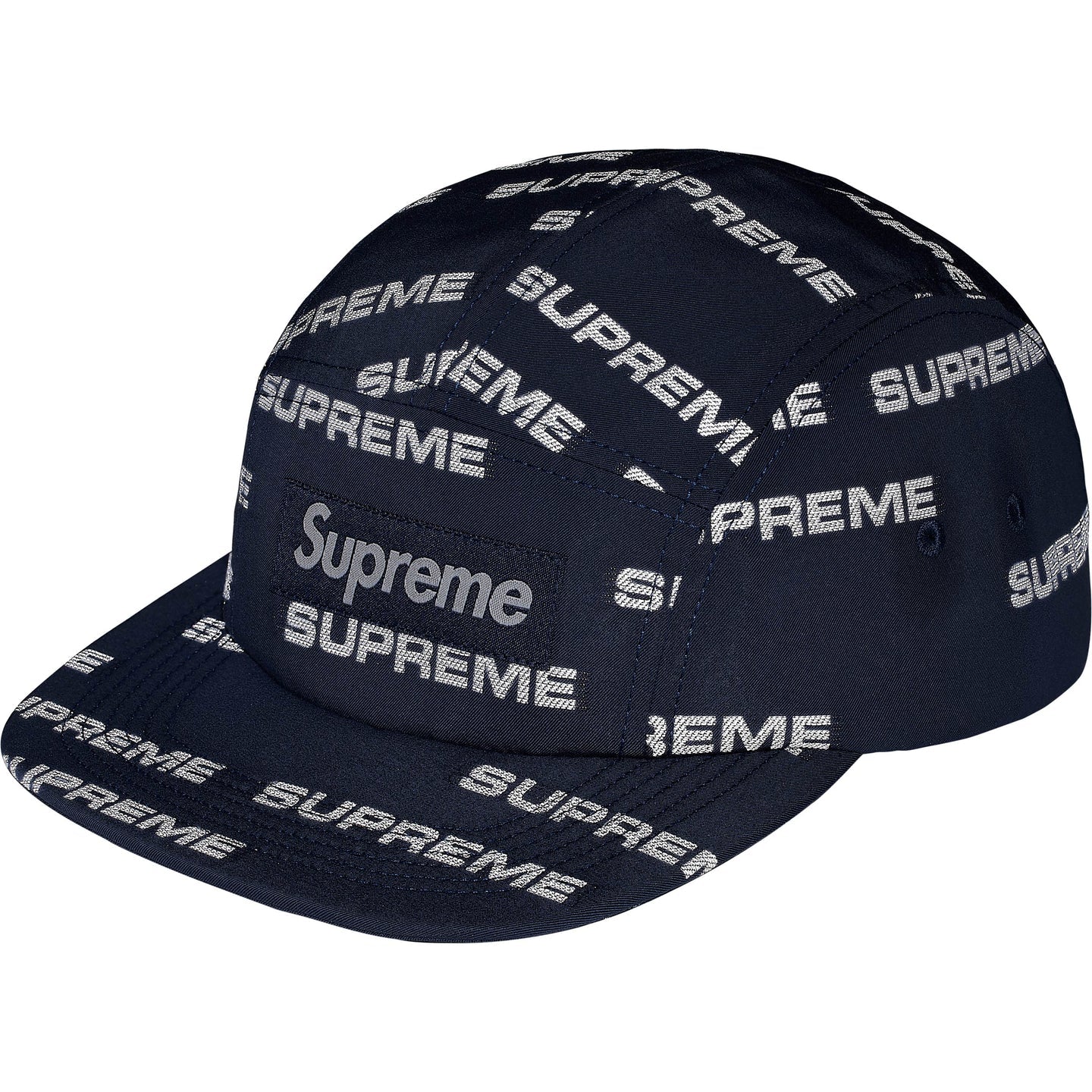 Supreme Reflective Jacquard Camp Cap "Navy"