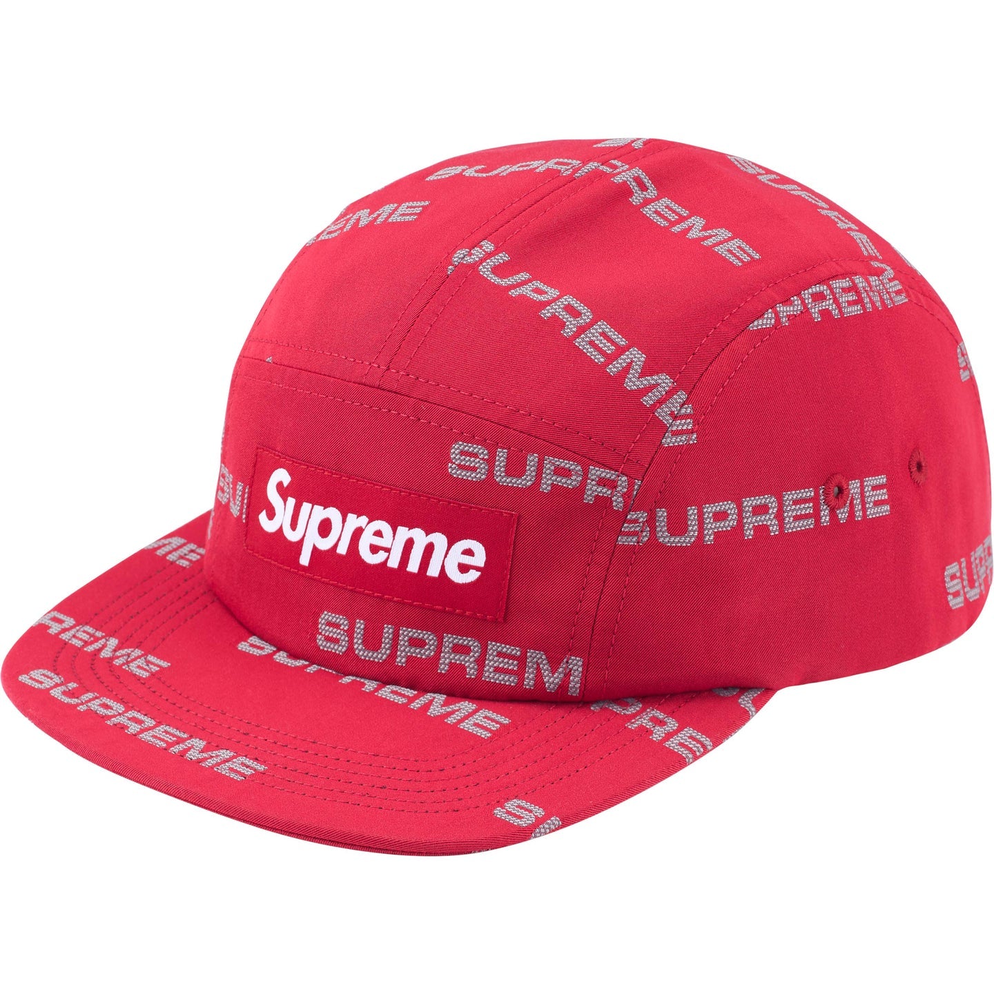 Supreme Reflective Jacquard Camp Cap "Red"