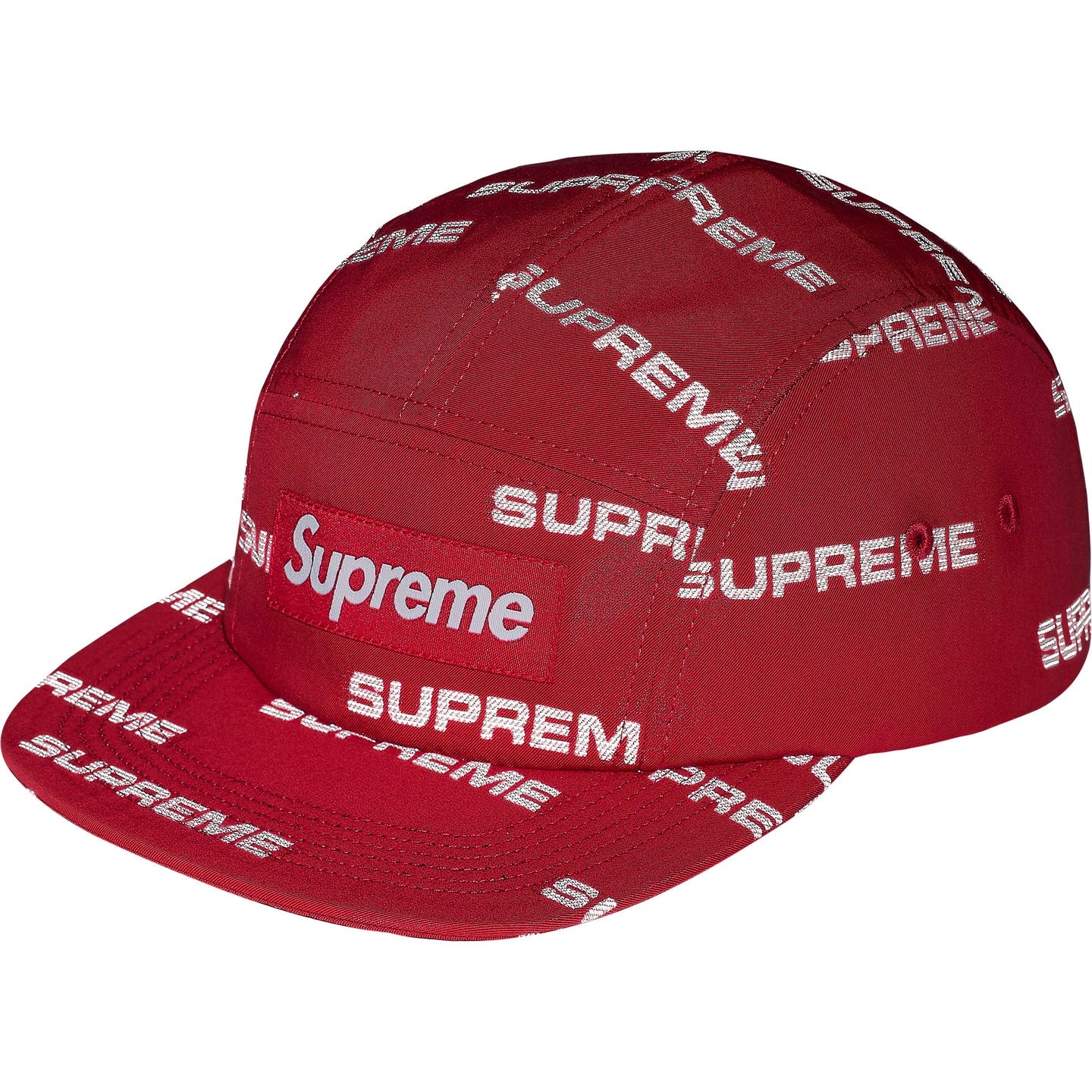 Supreme Reflective Jacquard Camp Cap "Red"