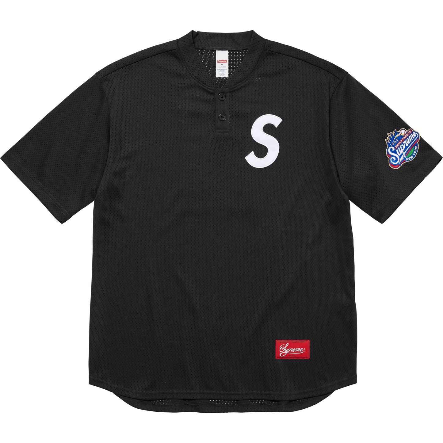 Supreme S Logo Baseball Henley "Black"