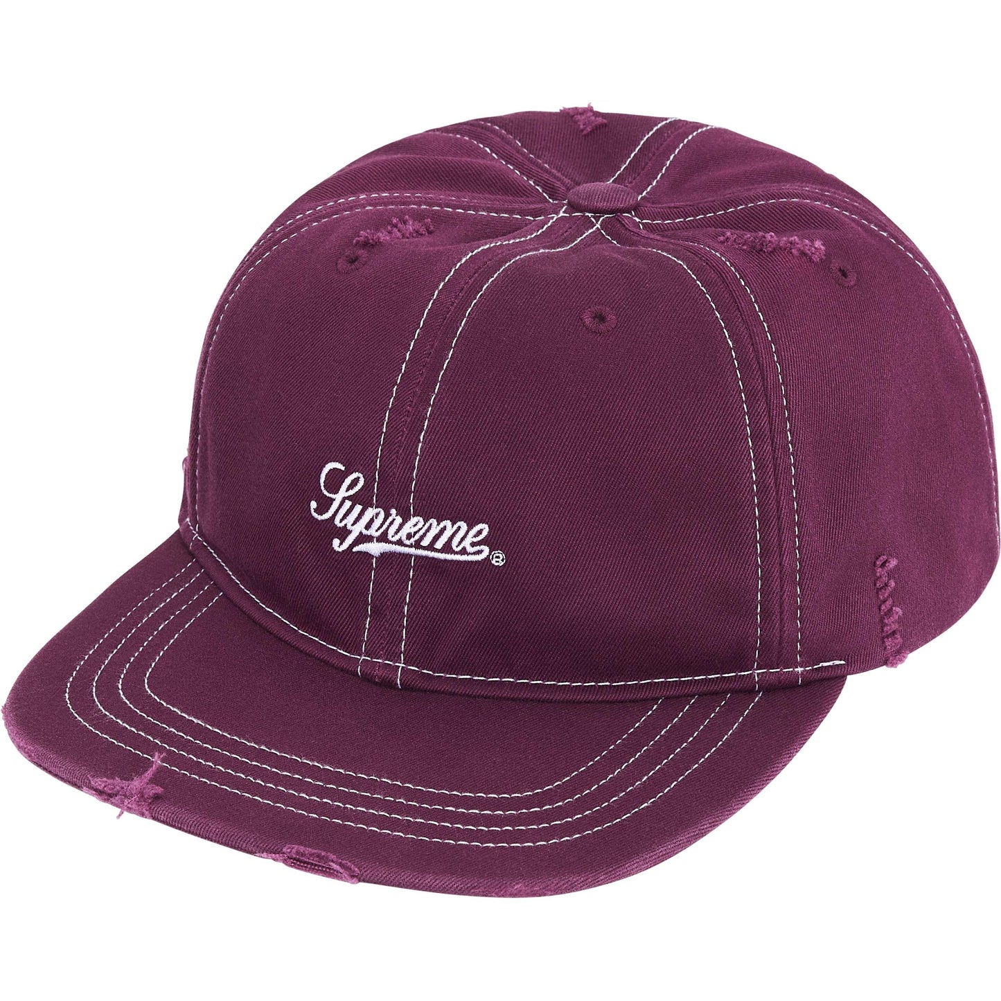 Supreme Distressed Script 6-Panel "Dark Purple"