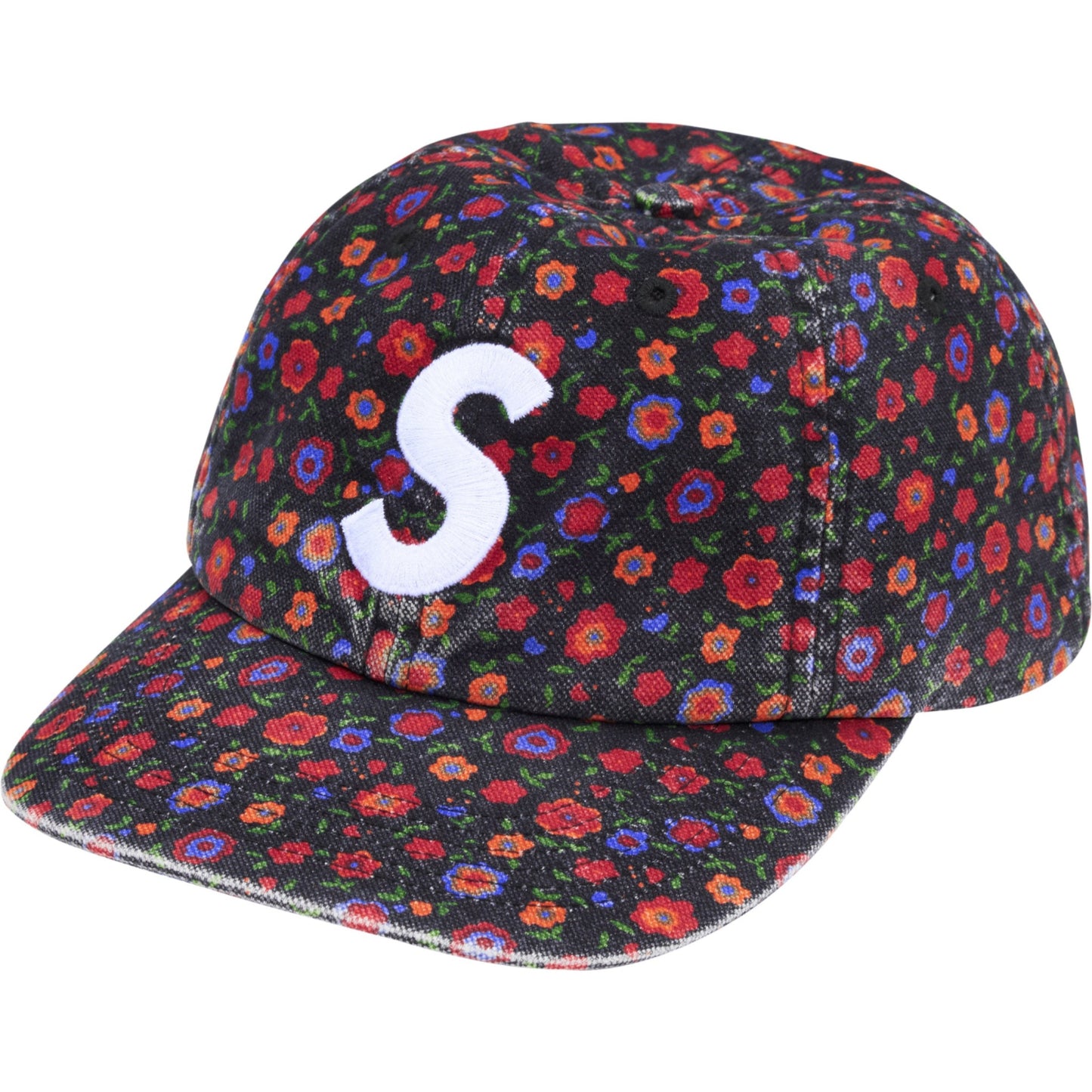 Supreme Washed Canvas S Logo 6-Panel "Floral"