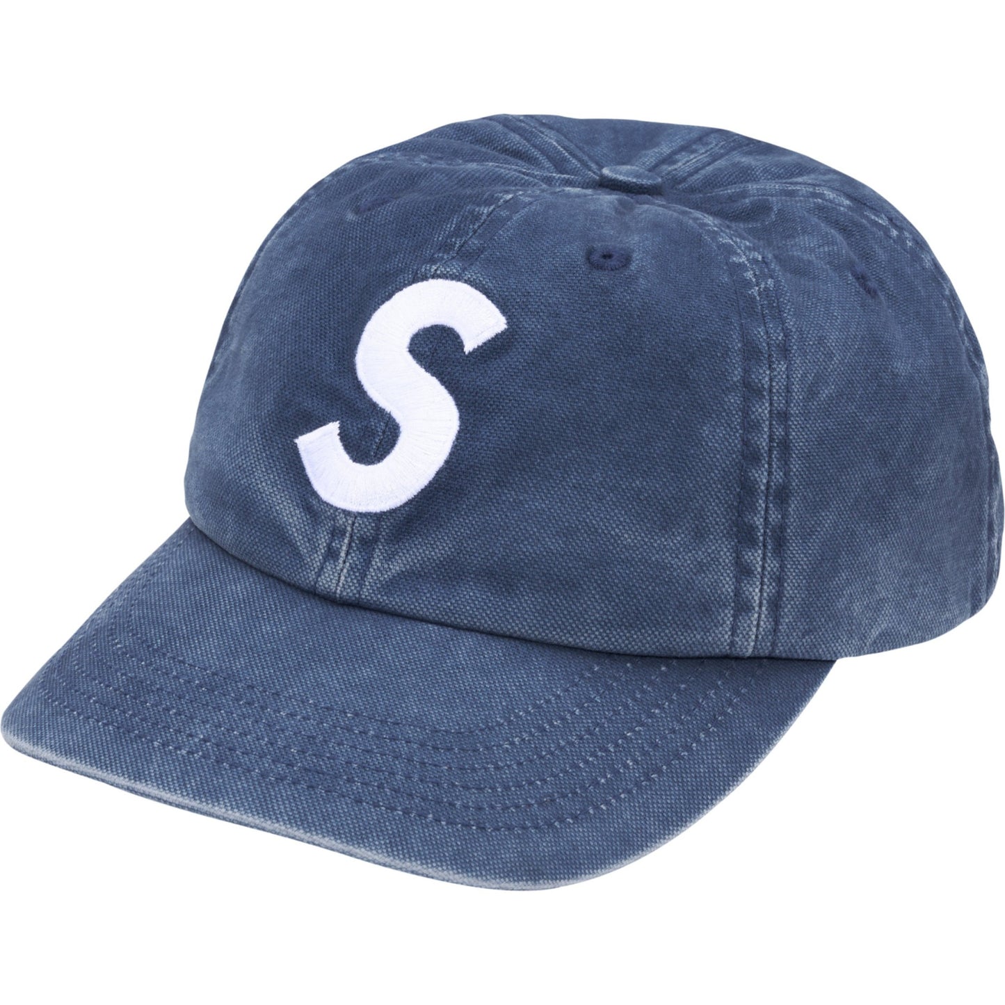 Supreme Washed Canvas S Logo 6-Panel "Navy"