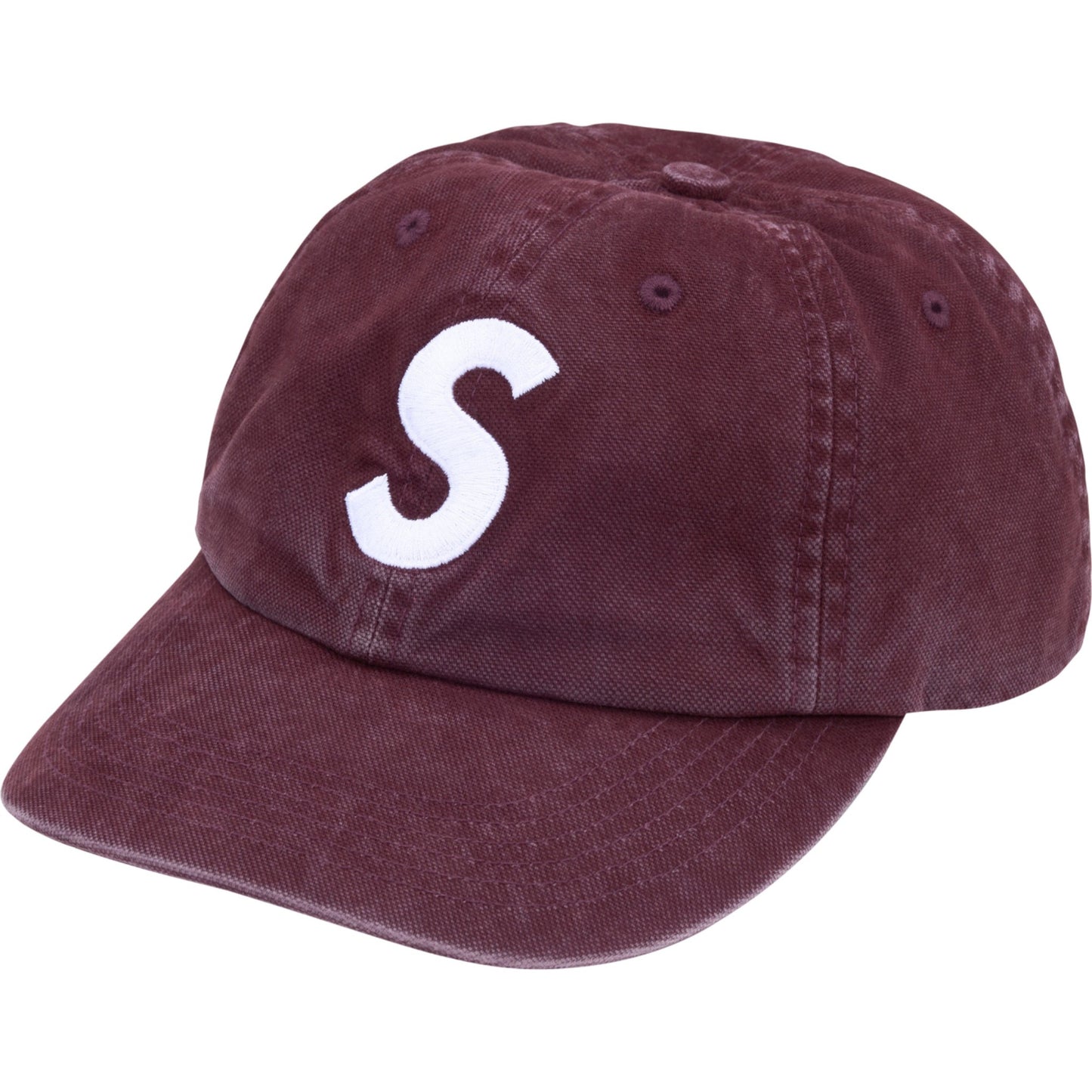 Supreme Washed Canvas S Logo 6-Panel "Plum"