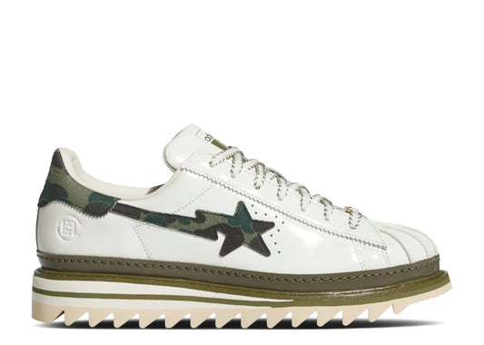 CLOT x BAPE x Adidas Superstar "Off White/Olive Cargo"