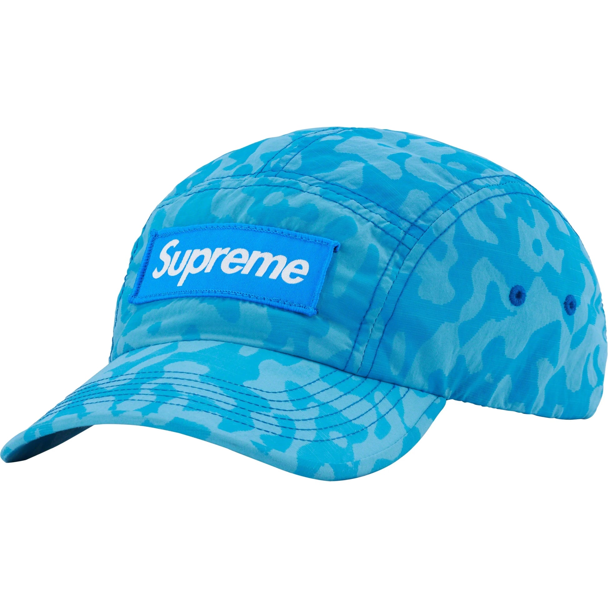 Supreme Overdyed Camo Nylon Camp Cap Blue SneakersClinic