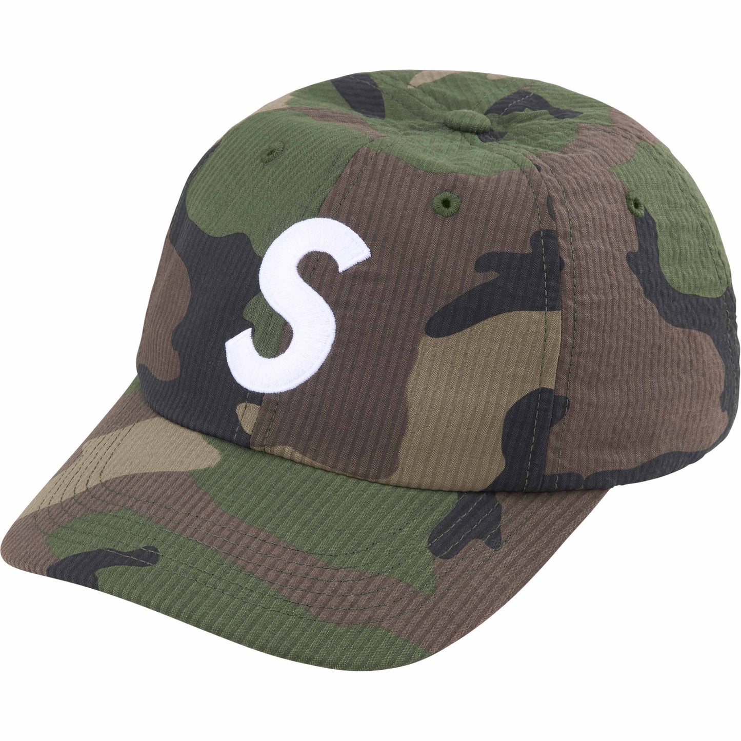 Supreme Seersucker S Logo 6-Panel "Woodland Camo"