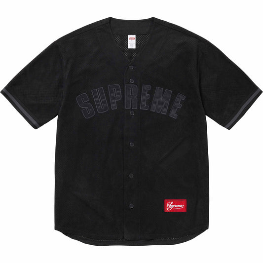 Supreme Ultrasuede Mesh Baseball Jersey "Black"