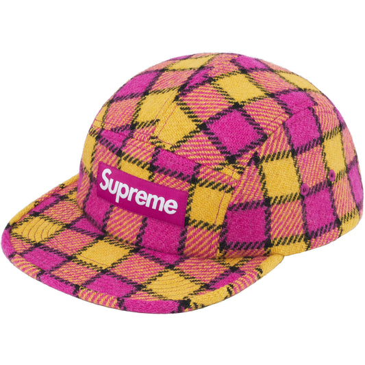 Supreme Harris Tweed Camp Cap "Pink Plaid"