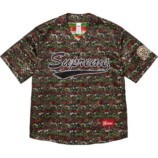 Supreme Floral Jacquard Baseball Jersey "Black"