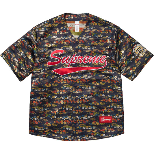 Supreme Floral Jacquard Baseball Jersey "Navy"