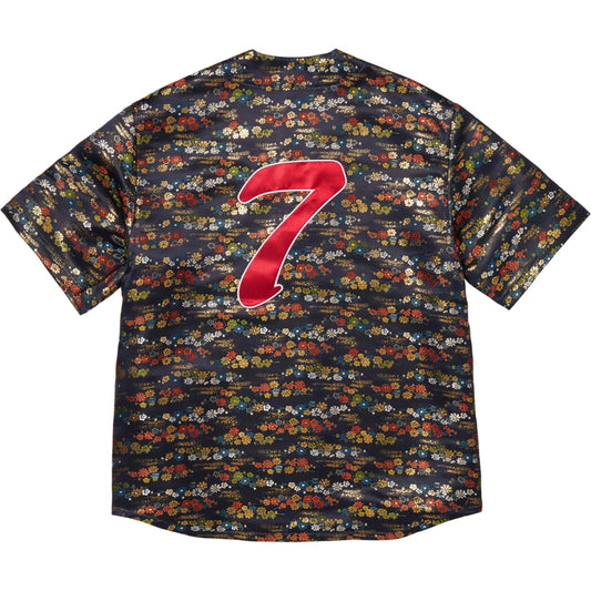 Supreme Floral Jacquard Baseball Jersey "Navy"