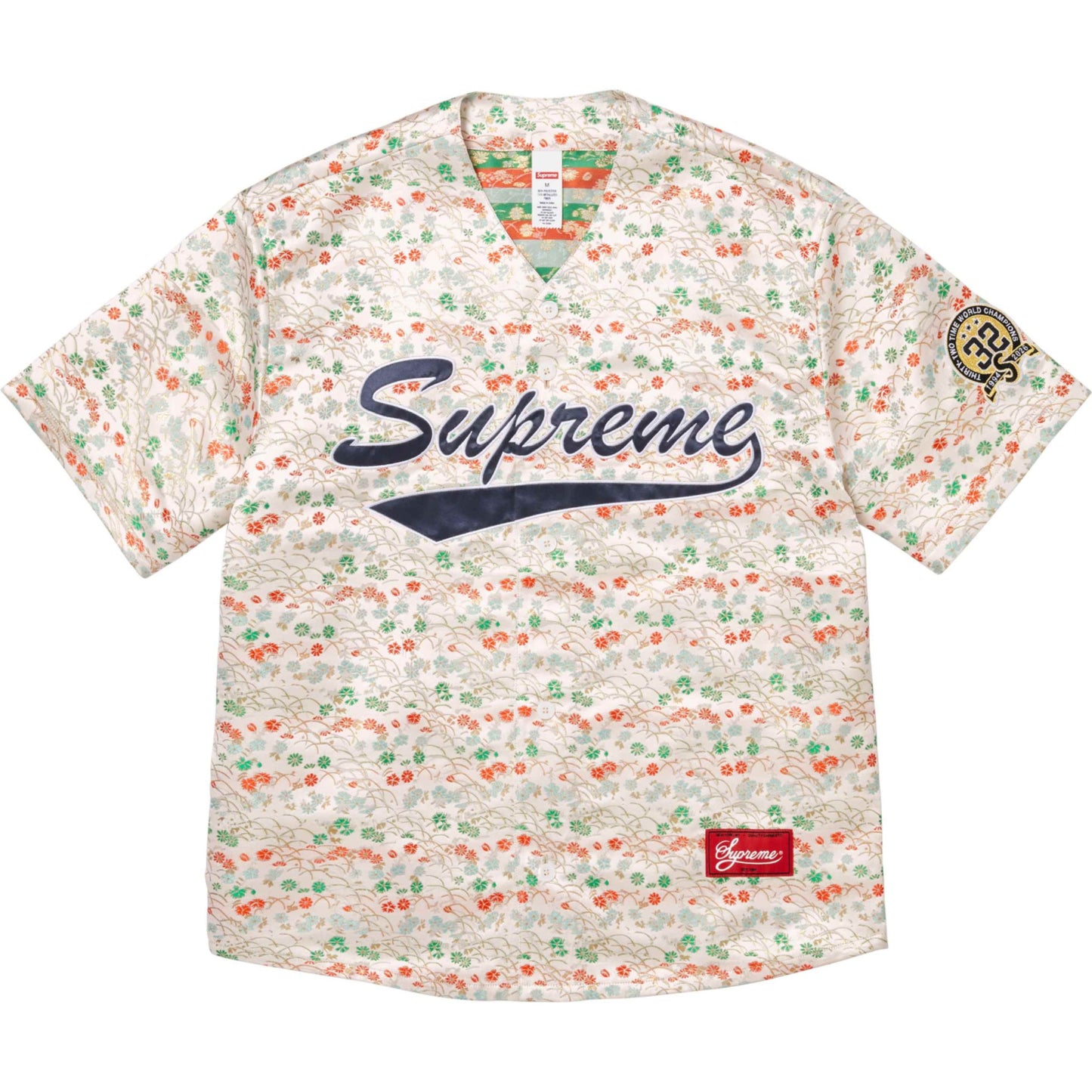 Supreme Floral Jacquard Baseball Jersey "White"