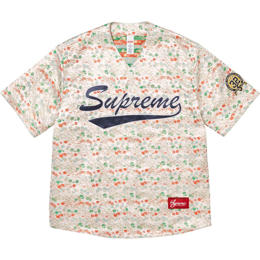 Supreme Floral Jacquard Baseball Jersey "White"